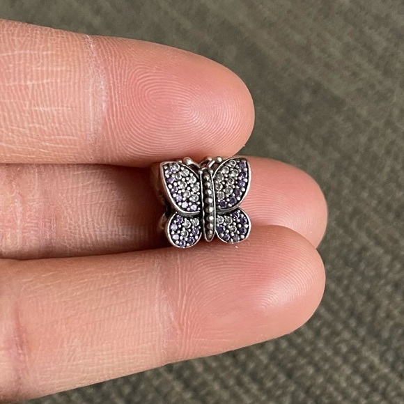 Retired Pandora Dazzling Purple Butterfly Charm Purple & Clear CZ - Picture 5 of 9
